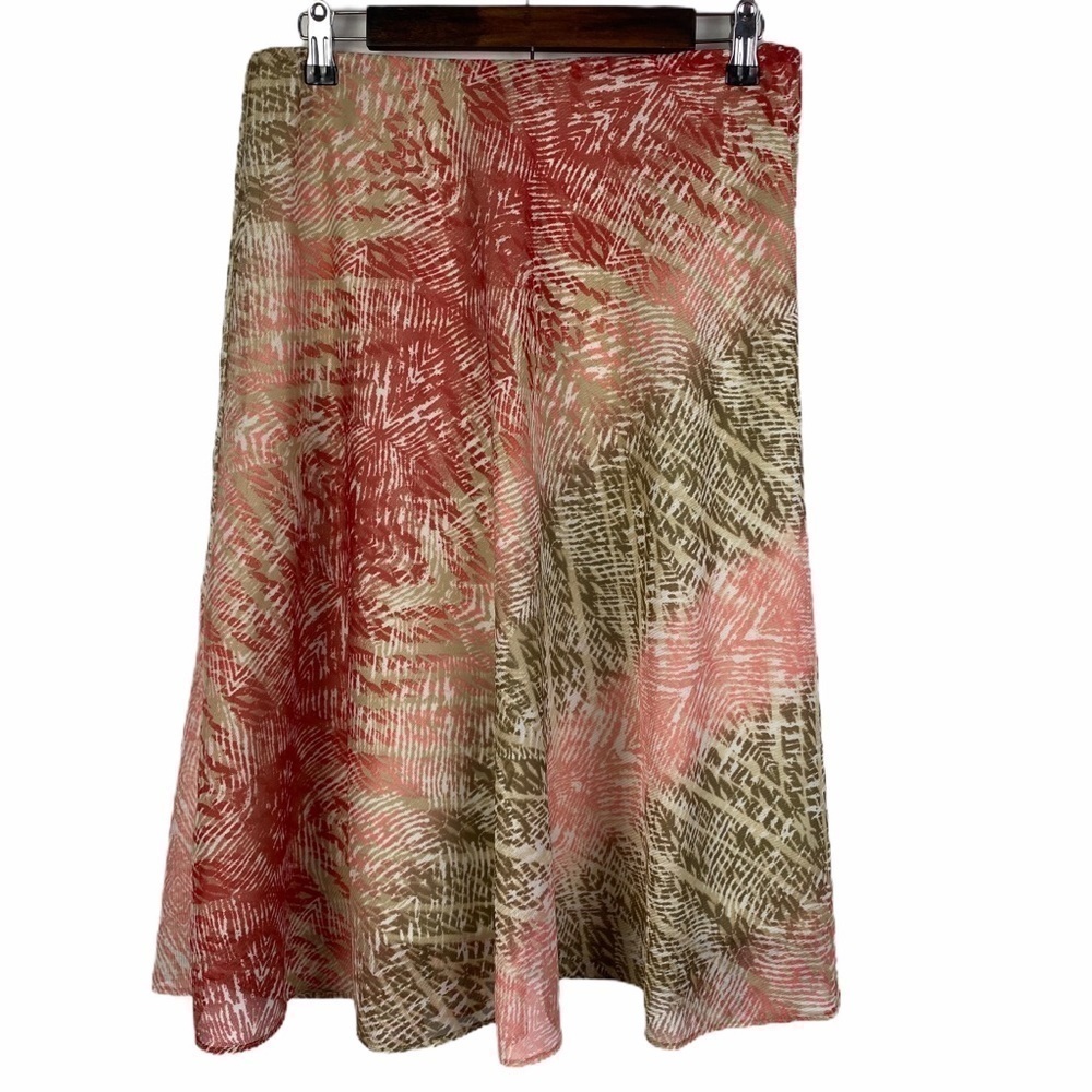 Covington Pull-On A-line Skirt Women's Small Red Pink‎ Tan Lined